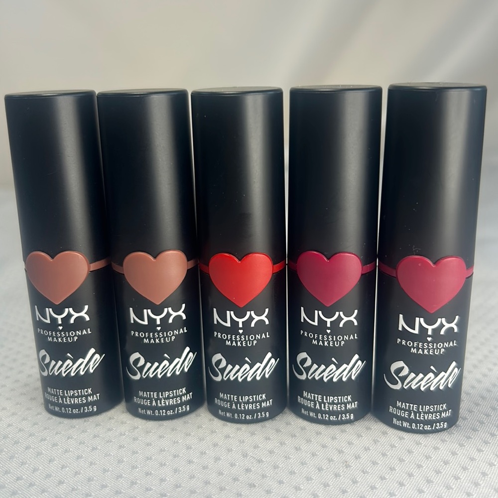 5x NYX Suede Matte Lipstick Bundle Red & Pink Shades Spicy Sweet Tooth Ahuoow